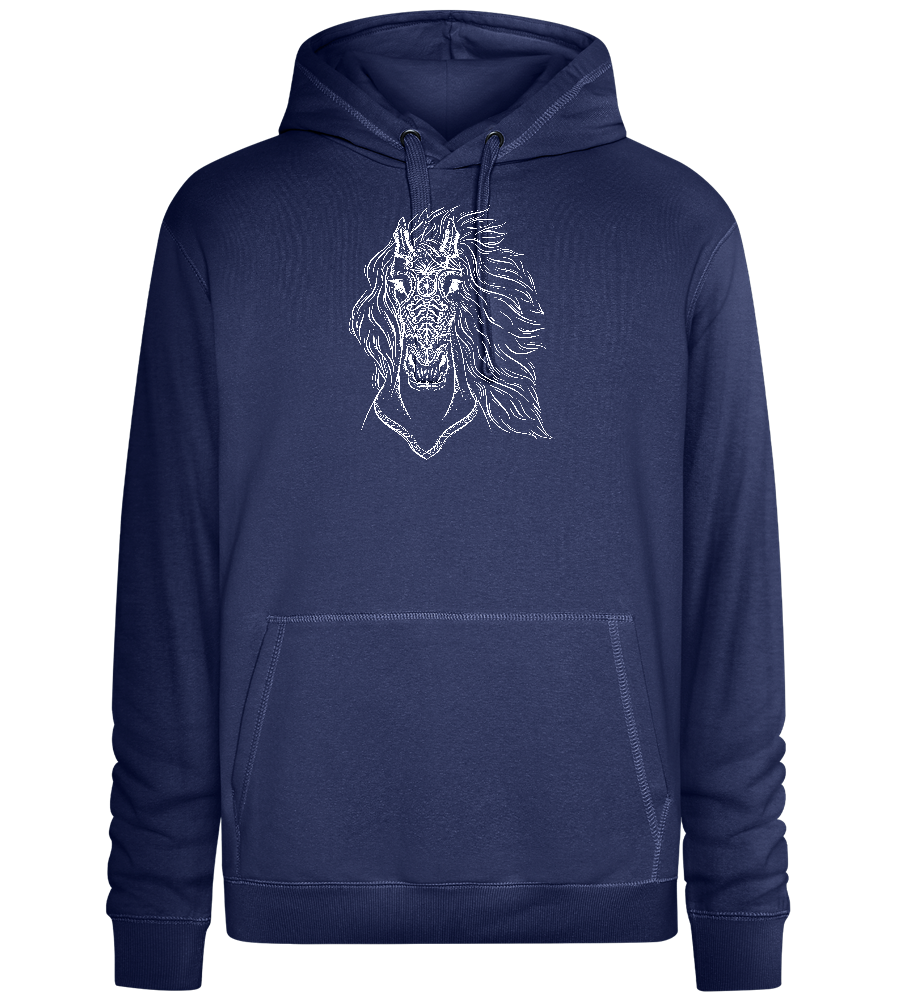 White Abstract Horsehead Design - Premium unisex hoodie_DENIM CHINA_front