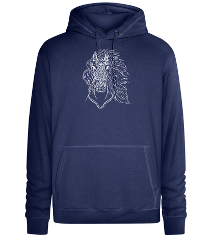 White Abstract Horsehead Design - Premium unisex hoodie_DENIM CHINA_front