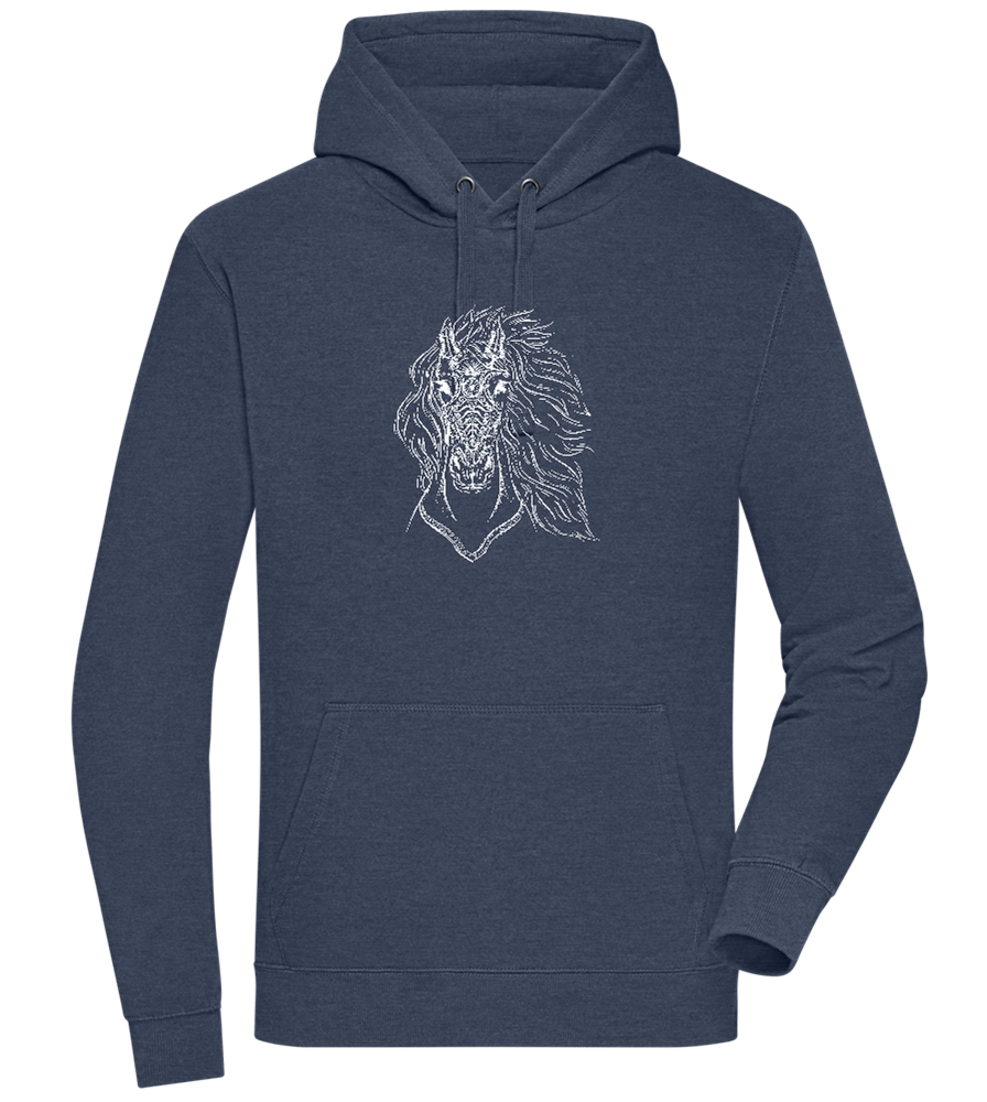 White Abstract Horsehead Design - Premium unisex hoodie_DENIM CHINA_front