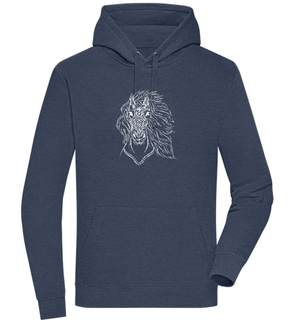 White Abstract Horsehead Design - Premium unisex hoodie_DENIM CHINA_front