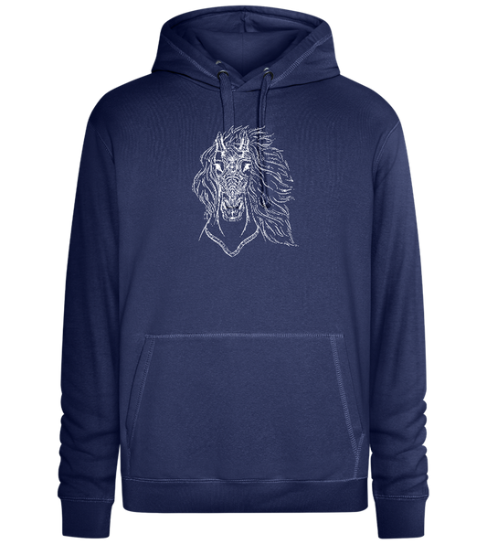 White Abstract Horsehead Design - Premium unisex hoodie_DENIM CHINA_front