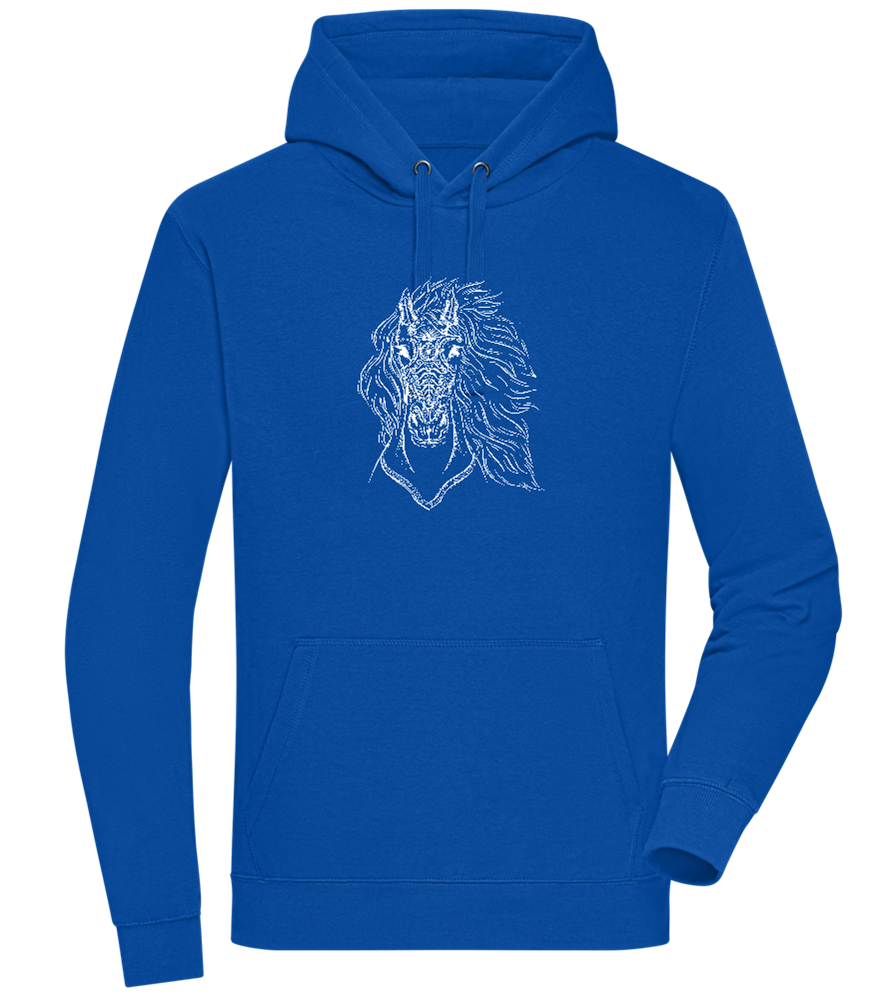 White Abstract Horsehead Design - Premium unisex hoodie_ROYAL_front