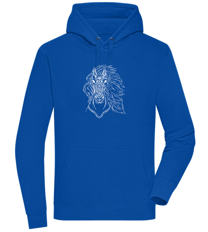 White Abstract Horsehead Design - Premium unisex hoodie_ROYAL_front