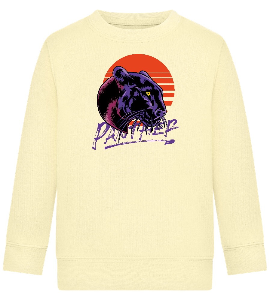 Retro Panther Design - Comfort Kids Sweater_AMARELO CLARO_front