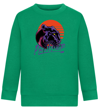 Retro Panther Design - Comfort Kids Sweater_MEADOW GREEN_front