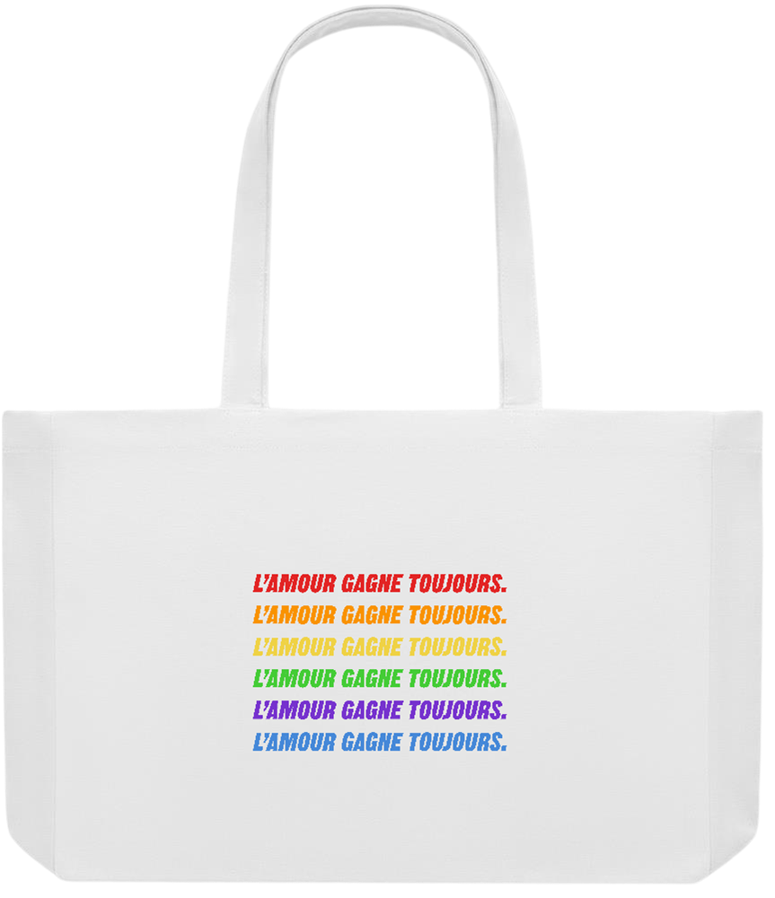 L'amour Gagne Toujours Design - Premium large recycled shopping tote bag_WHITE_front