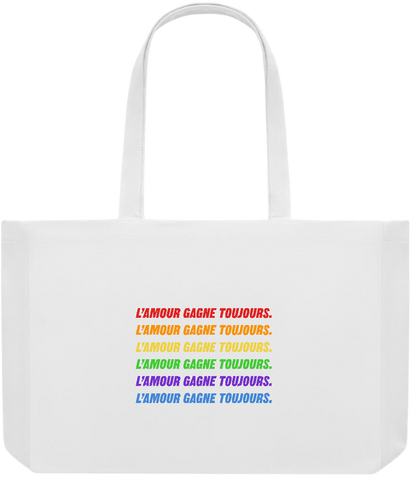 L'amour Gagne Toujours Design - Premium large recycled shopping tote bag_WHITE_front