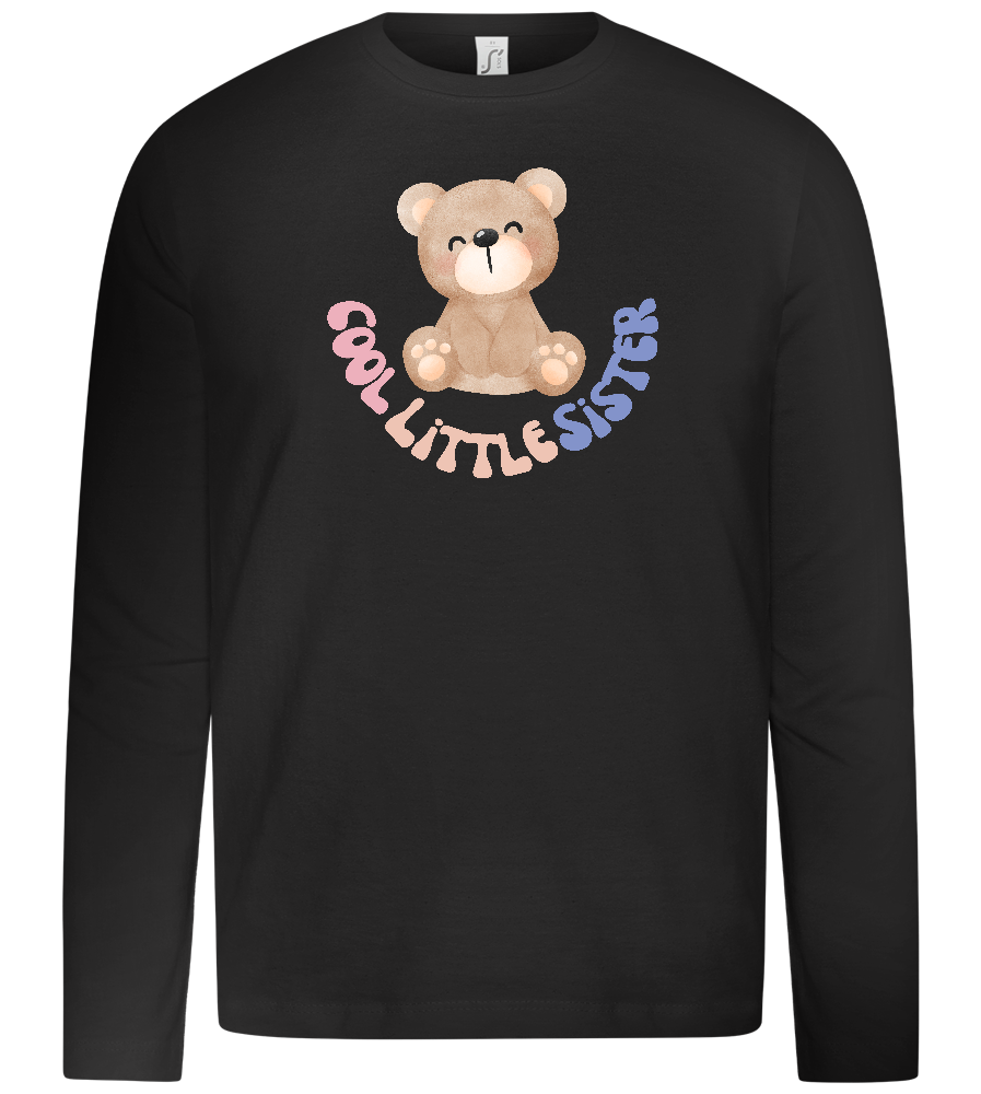 Cool Little Sister Teddy Bear Design - Premium kids long sleeve t-shirt_DEEP BLACK_front