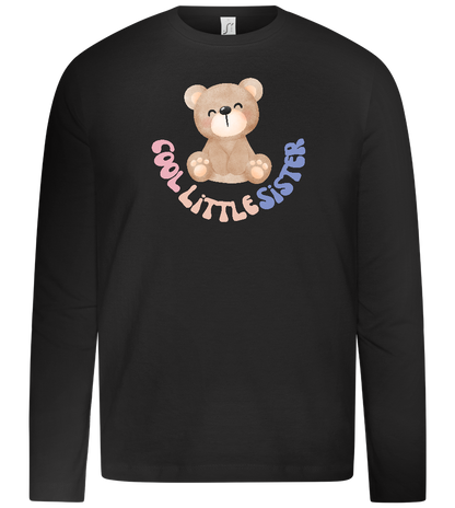 Cool Little Sister Teddy Bear Design - Premium kids long sleeve t-shirt_DEEP BLACK_front