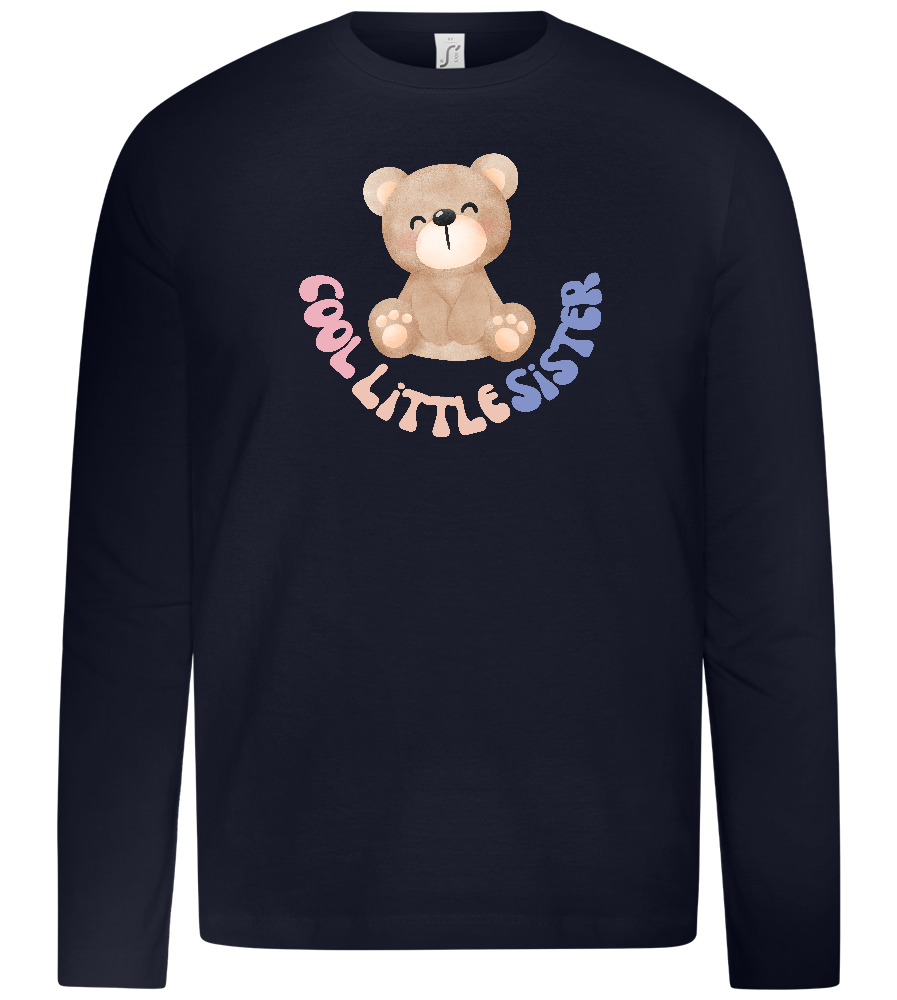 Cool Little Sister Teddy Bear Design - Premium kids long sleeve t-shirt_FRENCH NAVY_front