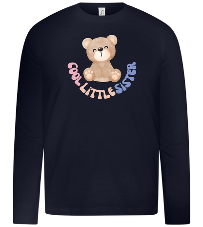 Cool Little Sister Teddy Bear Design - Premium kids long sleeve t-shirt_FRENCH NAVY_front