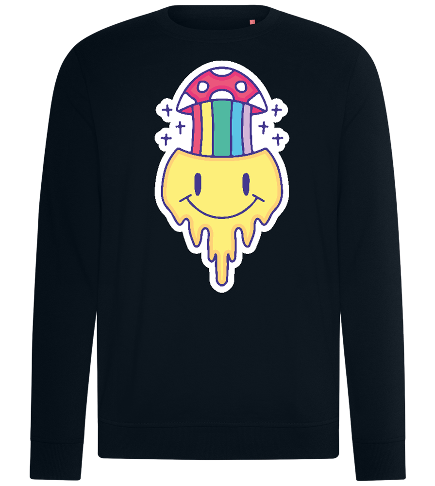 Rainbow Mushroom Smiley Design - Comfort unisex sweater_BLACK_front