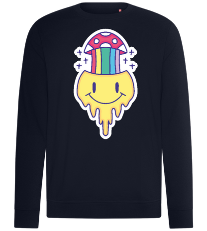 Rainbow Mushroom Smiley Design - Comfort unisex sweater_FRENCH NAVY_front