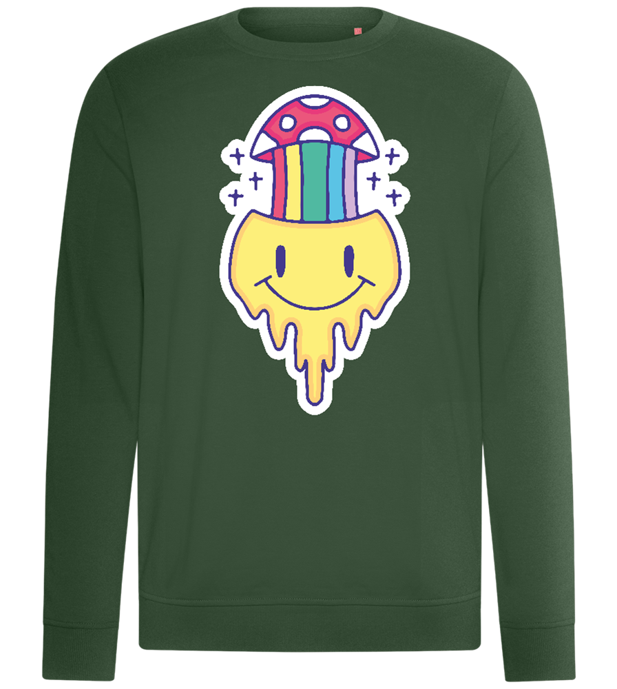 Rainbow Mushroom Smiley Design - Comfort unisex sweater_GREEN BOTTLE_front