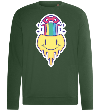 Rainbow Mushroom Smiley Design - Comfort unisex sweater_GREEN BOTTLE_front