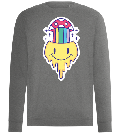 Rainbow Mushroom Smiley Design - Comfort unisex sweater_ORION GREY II_front