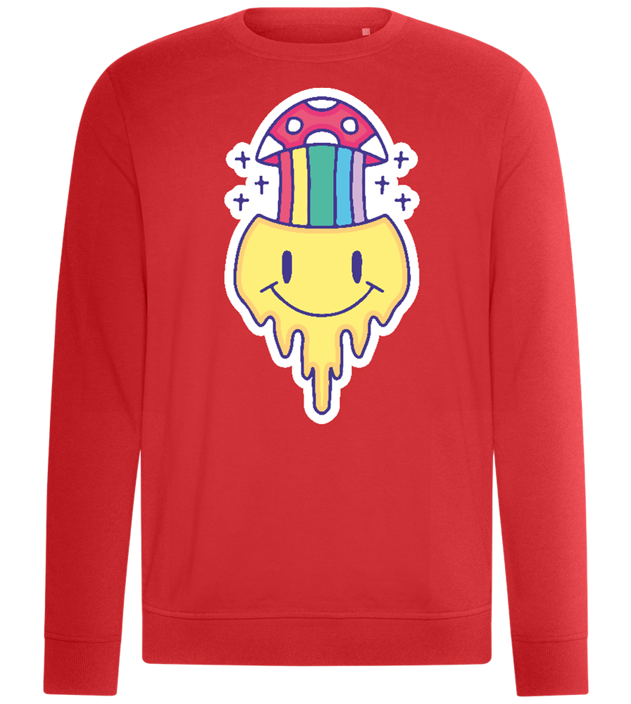 Rainbow Mushroom Smiley Design - Comfort unisex sweater_RED_front