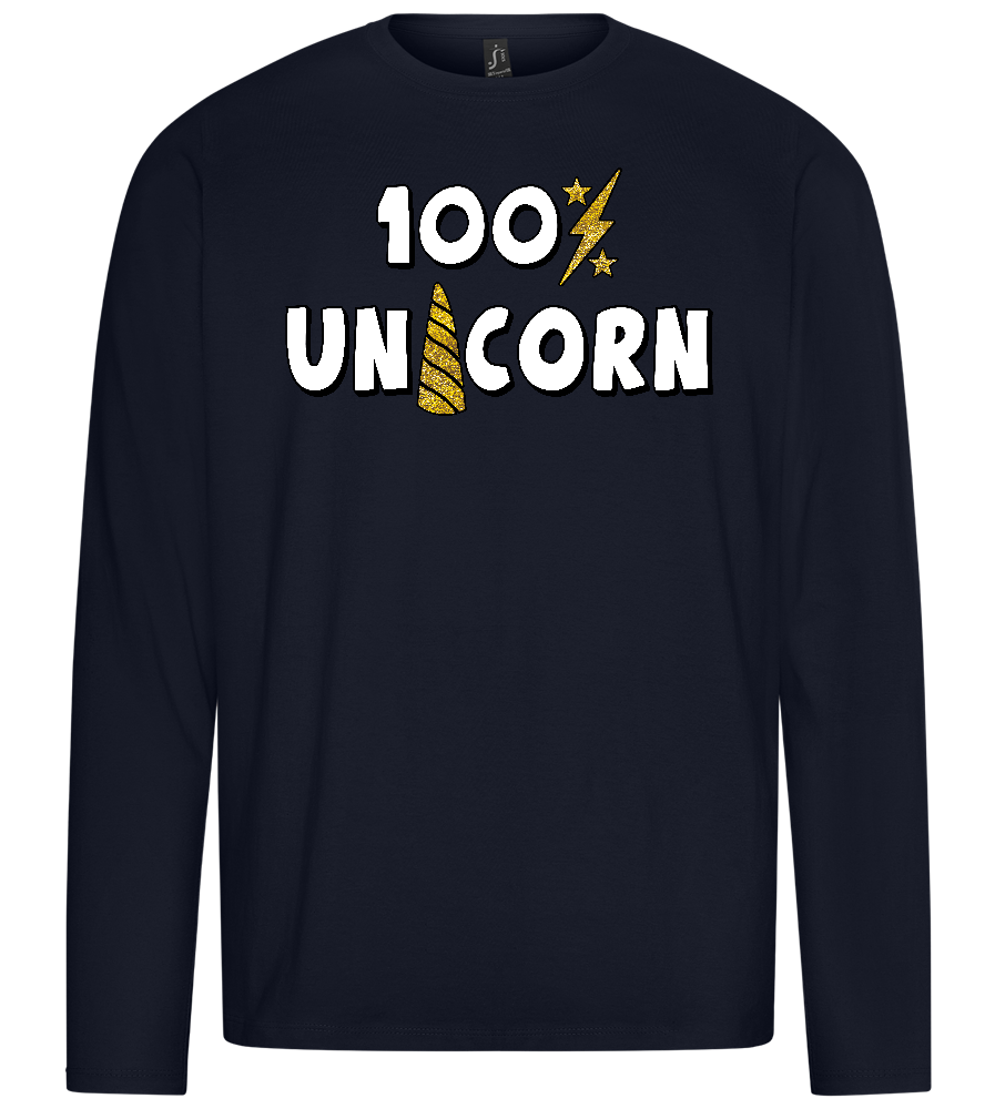 100 Percent Unicorn Design - Premium men's long sleeve t-shirt_FRENCH NAVY_front