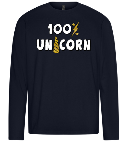 100 Percent Unicorn Design - Premium men's long sleeve t-shirt_FRENCH NAVY_front