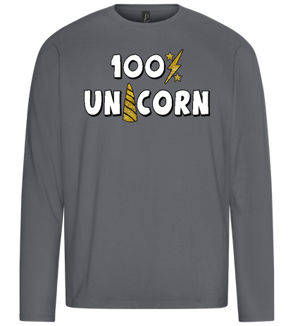 100 Percent Unicorn Design - Premium men's long sleeve t-shirt_MOUSE GREY_front