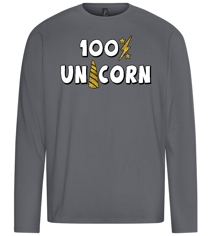 100 Percent Unicorn Design - Premium men's long sleeve t-shirt_MOUSE GREY_front