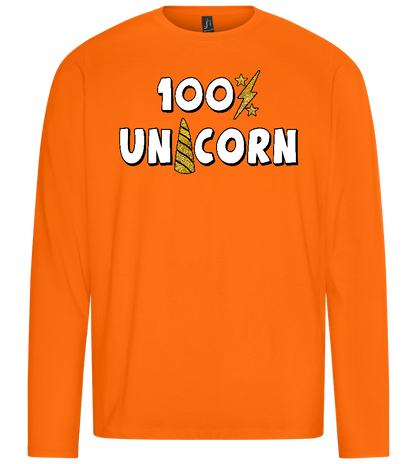 100 Percent Unicorn Design - Premium men's long sleeve t-shirt_ORANGE_front