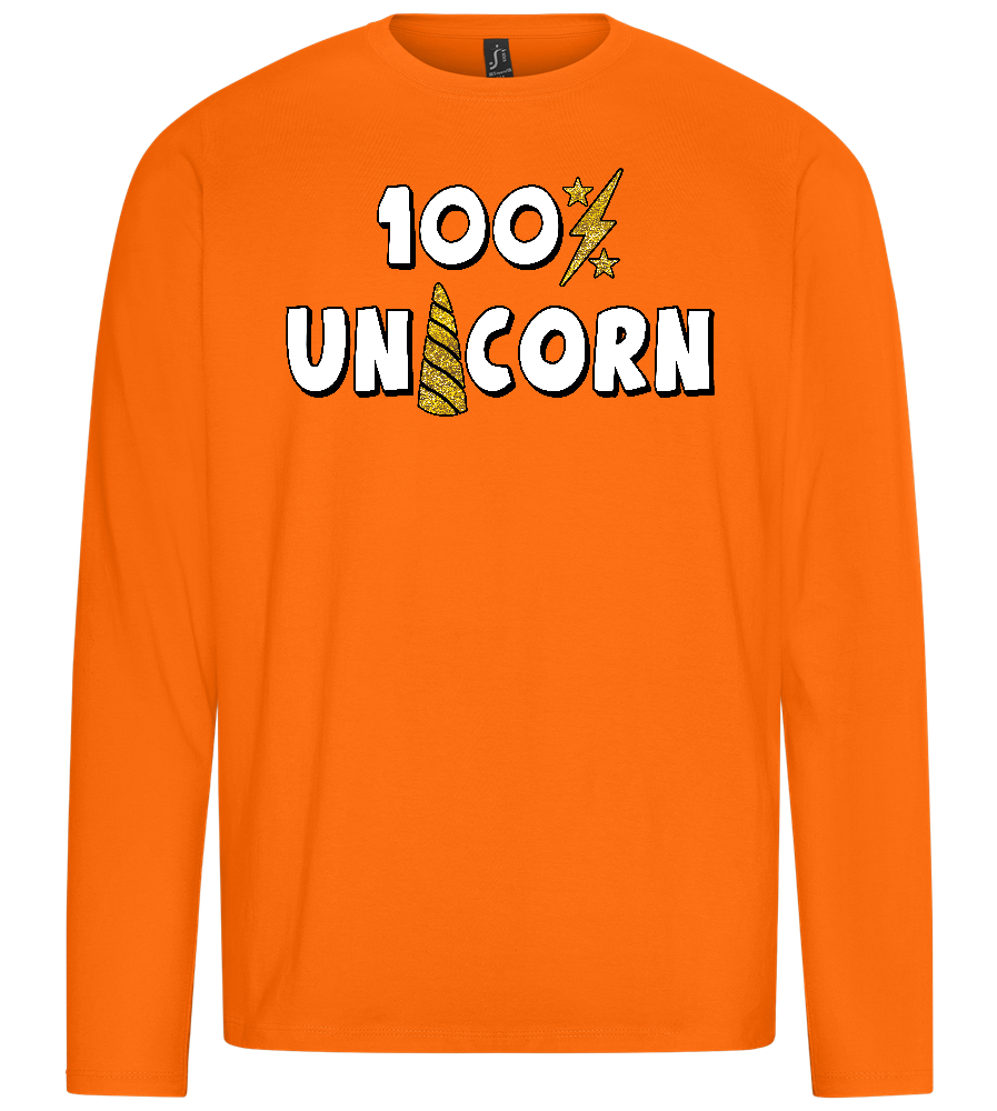 100 Percent Unicorn Design - Premium men's long sleeve t-shirt_ORANGE_front