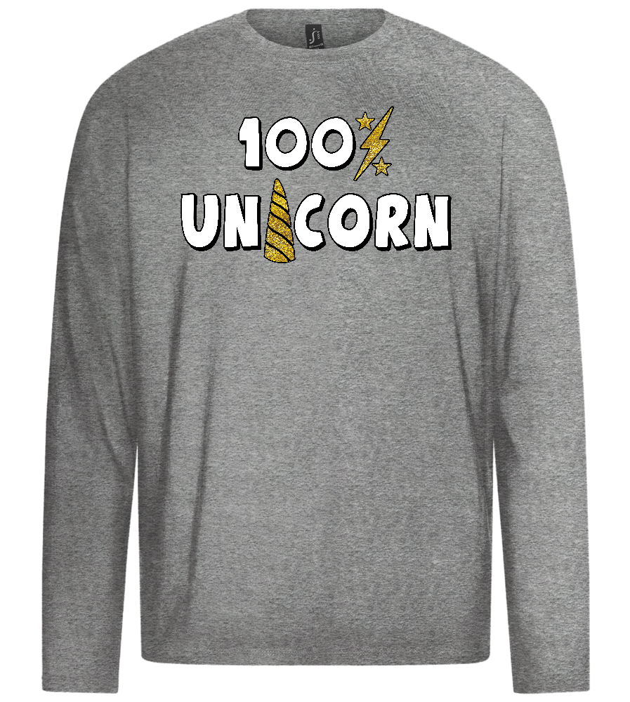 100 Percent Unicorn Design - Premium men's long sleeve t-shirt_ORION GREY_front