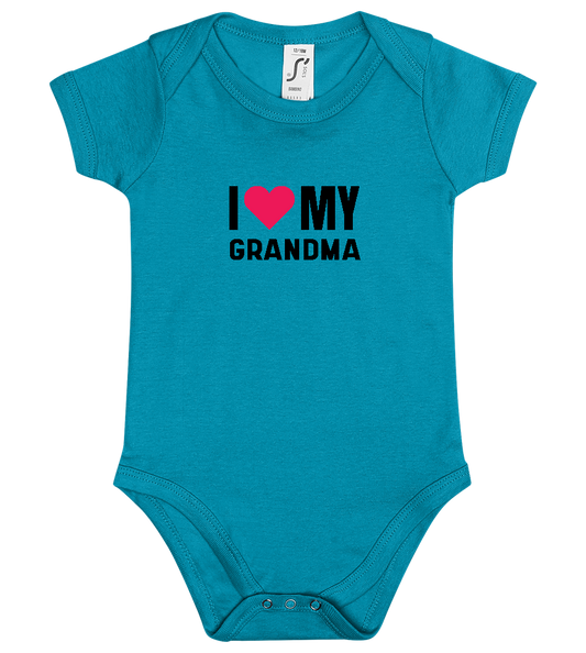 I Love My Grandma Design - Baby bodysuit_TURQUOISE_front