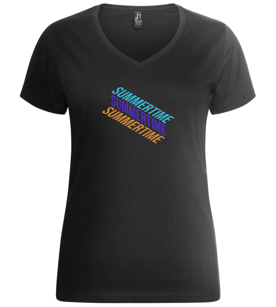 Summertime Design - Premium women's v-neck t-shirt_DEEP BLACK_front