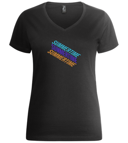 Summertime Design - Premium women's v-neck t-shirt_DEEP BLACK_front