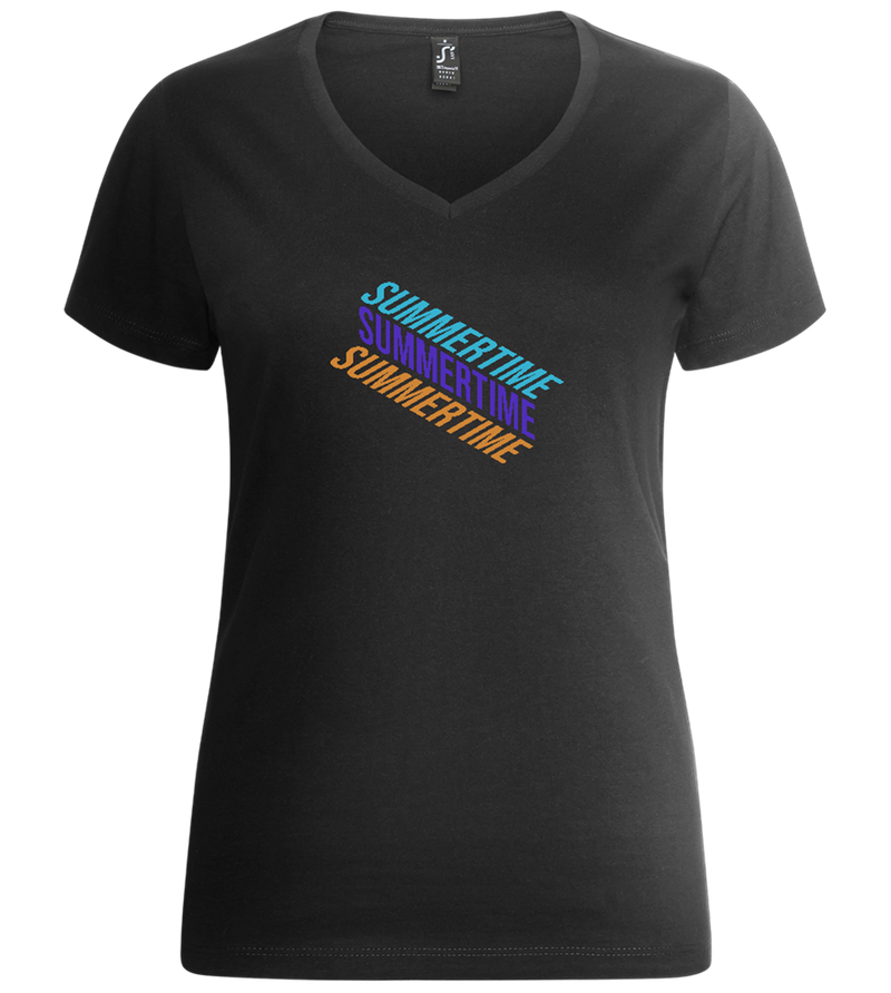 Summertime Design - Premium women's v-neck t-shirt_DEEP BLACK_front