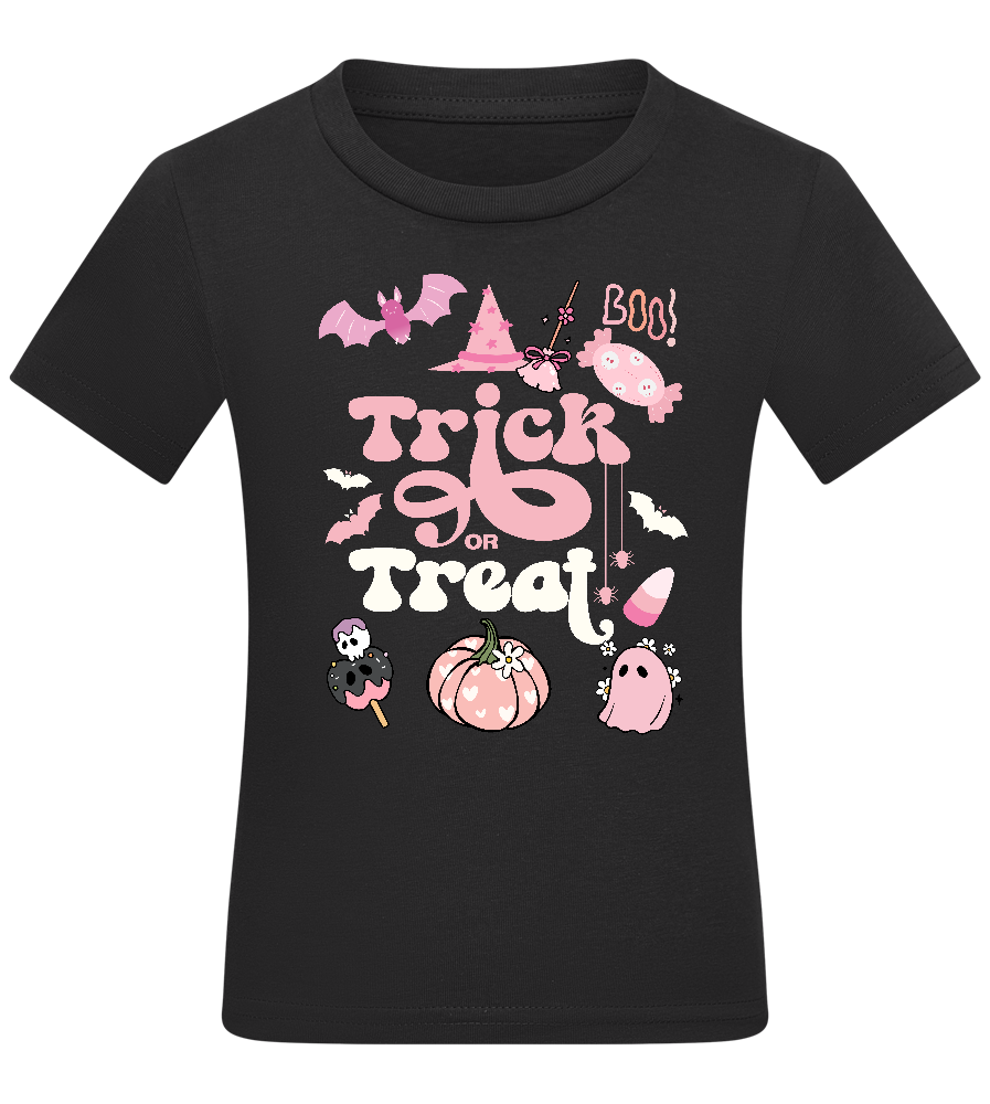 Pink Trick or Treat Design - Comfort kids fitted t-shirt_DEEP BLACK_front