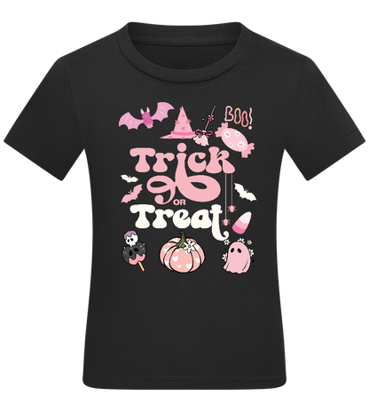 Pink Trick or Treat Design - Comfort kids fitted t-shirt_DEEP BLACK_front