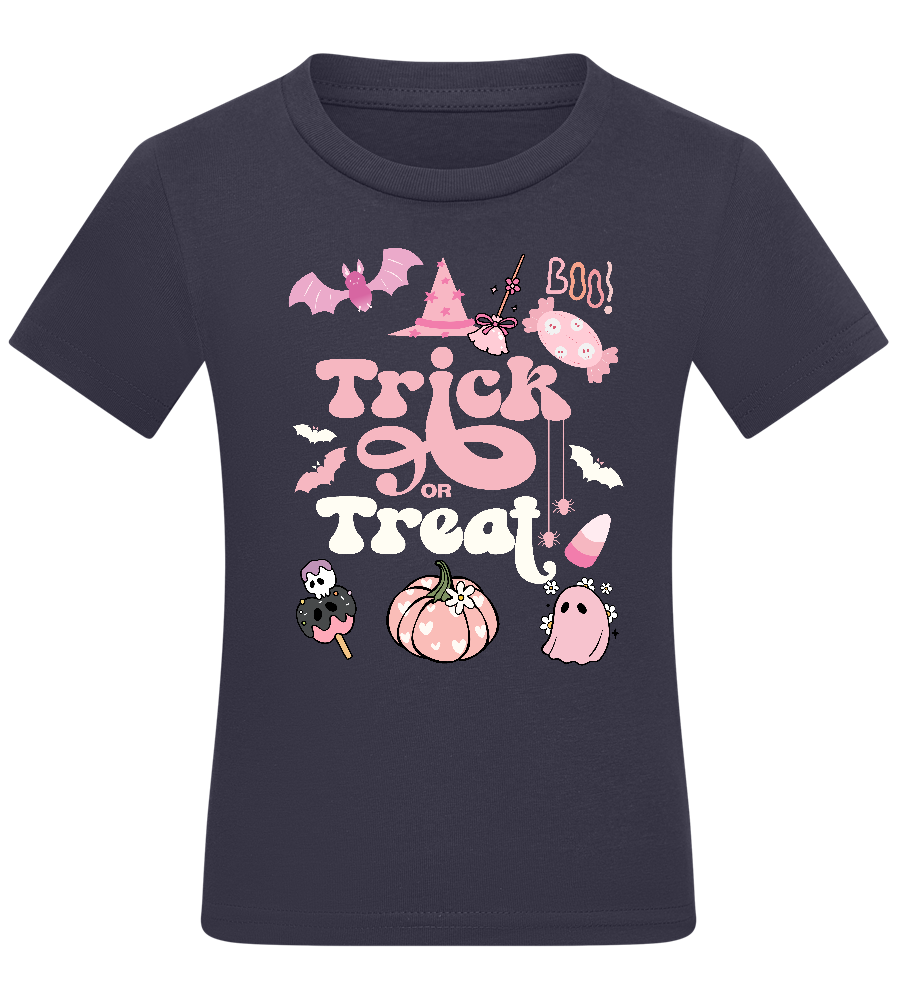 Pink Trick or Treat Design - Comfort kids fitted t-shirt_FRENCH NAVY_front