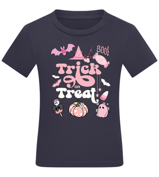 Pink Trick or Treat Design - Comfort kids fitted t-shirt_FRENCH NAVY_front