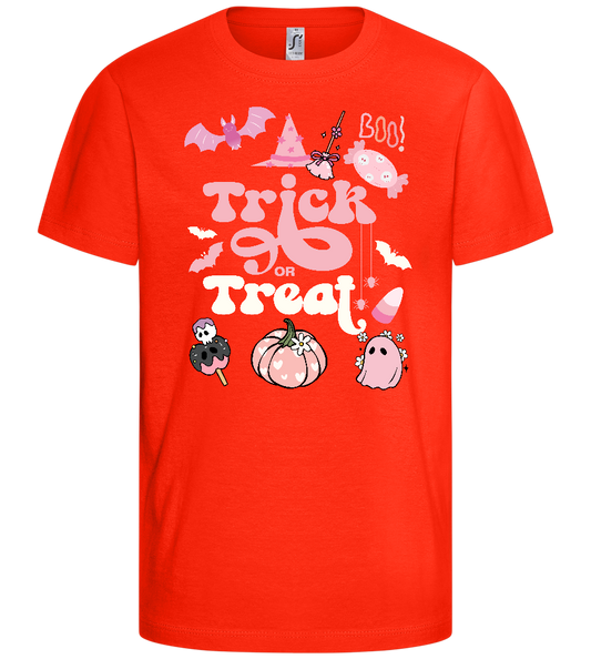 Pink Trick or Treat Design - Comfort kids fitted t-shirt_RED_front