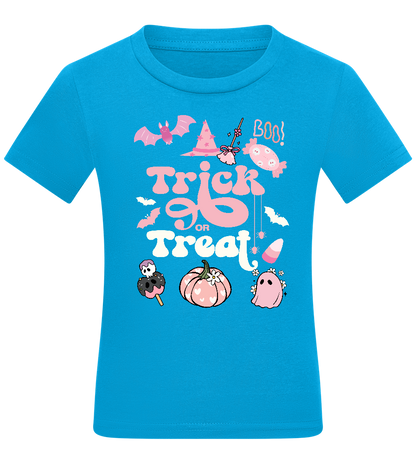 Pink Trick or Treat Design - Comfort kids fitted t-shirt_TURQUOISE_front