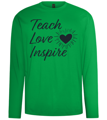 Teach Love Inspire Heart Design - Comfort men's long sleeve t-shirt_MEADOW GREEN_front