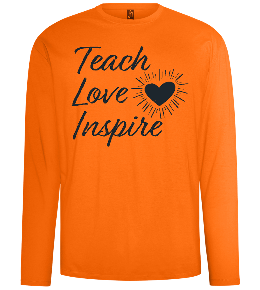 Teach Love Inspire Heart Design - Comfort men's long sleeve t-shirt_ORANGE_front