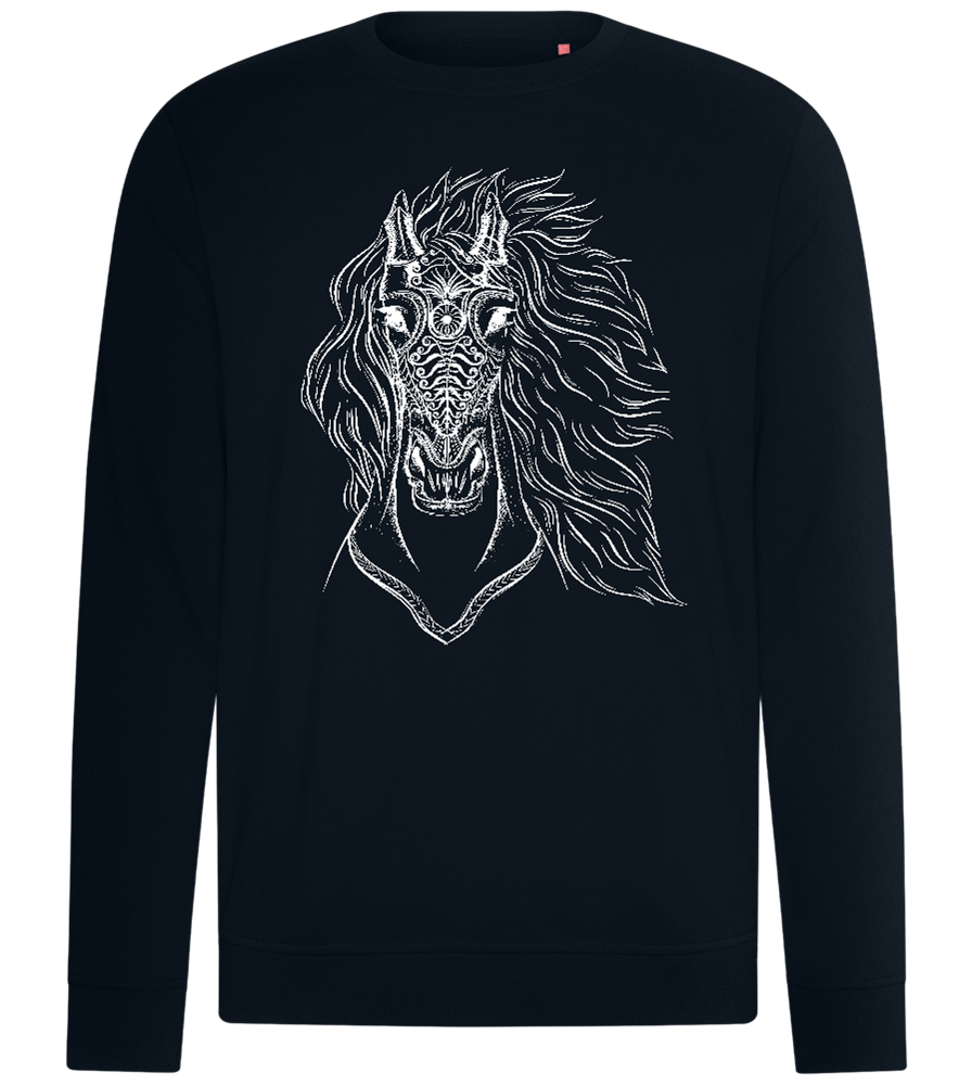 White Abstract Horsehead Design - Comfort unisex sweater_BLACK_front