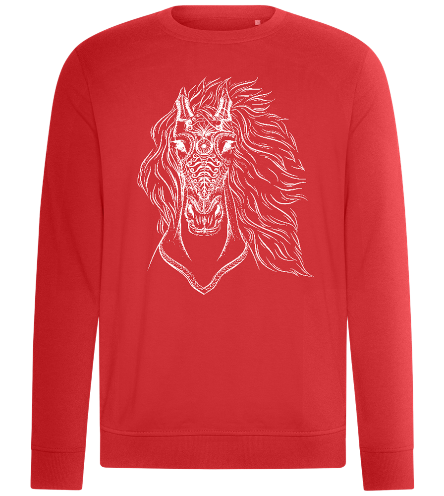 White Abstract Horsehead Design - Comfort unisex sweater_RED_front