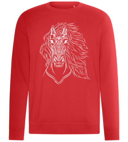 White Abstract Horsehead Design - Comfort unisex sweater_RED_front