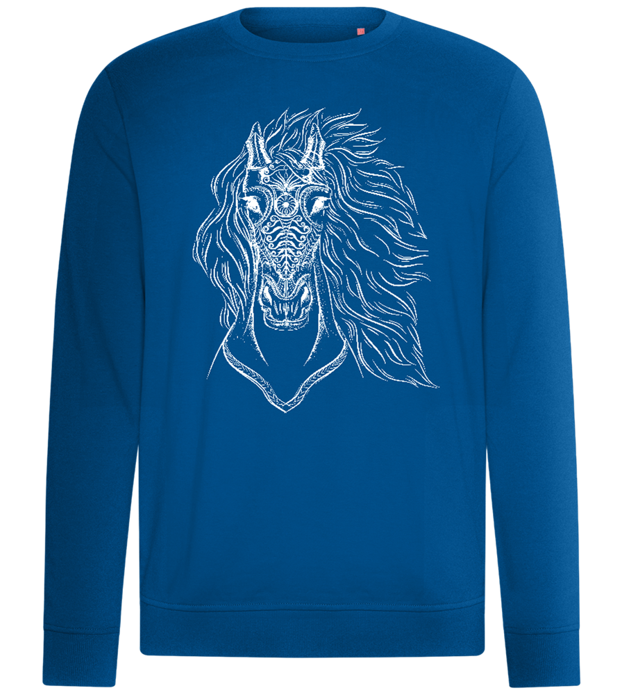 White Abstract Horsehead Design - Comfort unisex sweater_ROYAL_front