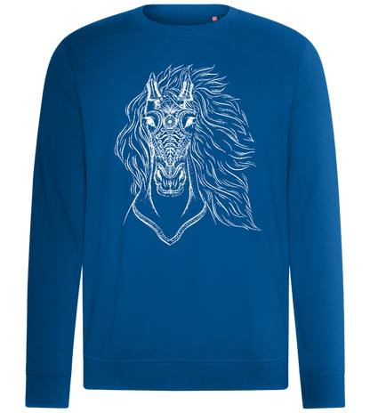 White Abstract Horsehead Design - Comfort unisex sweater_ROYAL_front