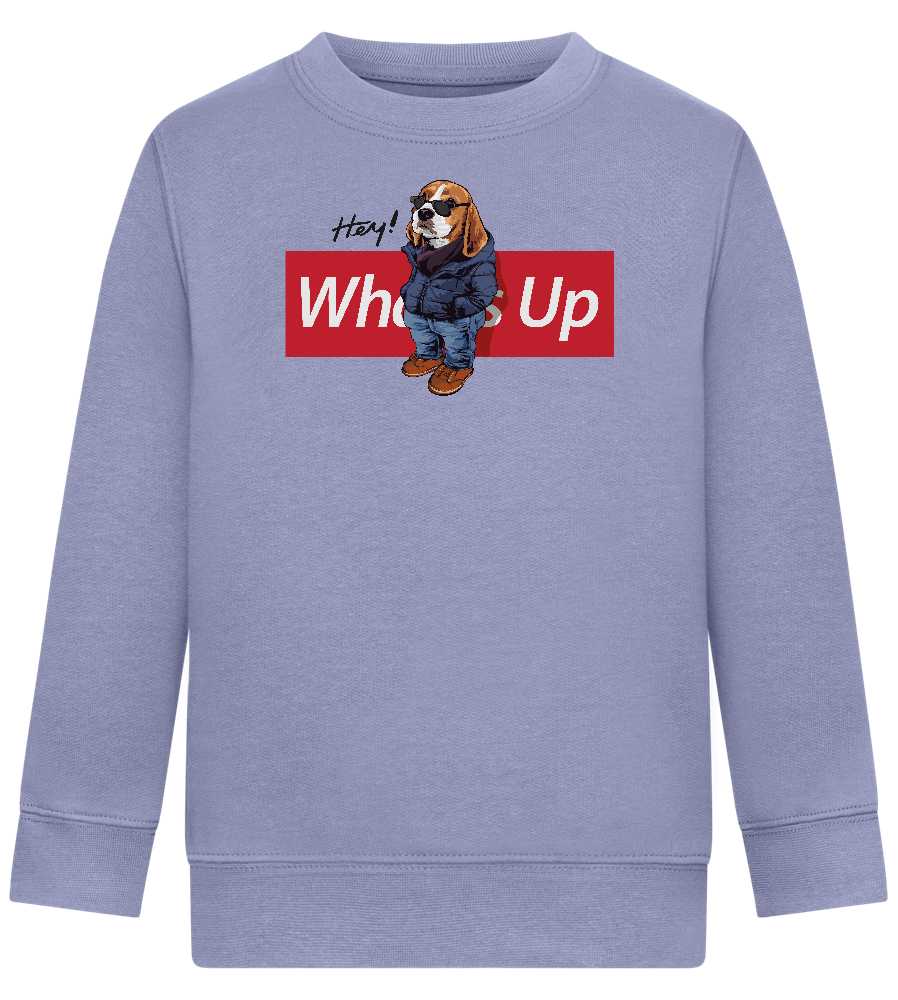 What's Up Dog Design - Comfort Kids Sweater_BLUE_front