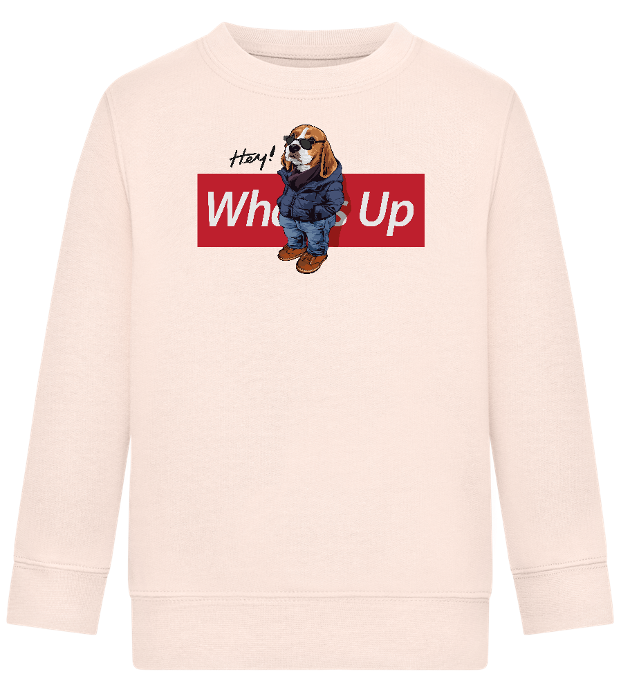 What's Up Dog Design - Comfort Kids Sweater_LIGHT PEACH ROSE_front