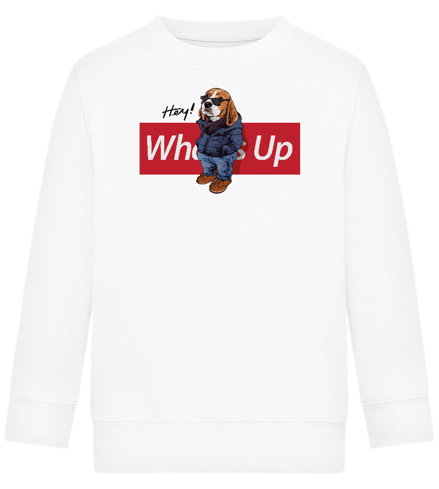 What's Up Dog Design - Comfort Kids Sweater_WHITE_front