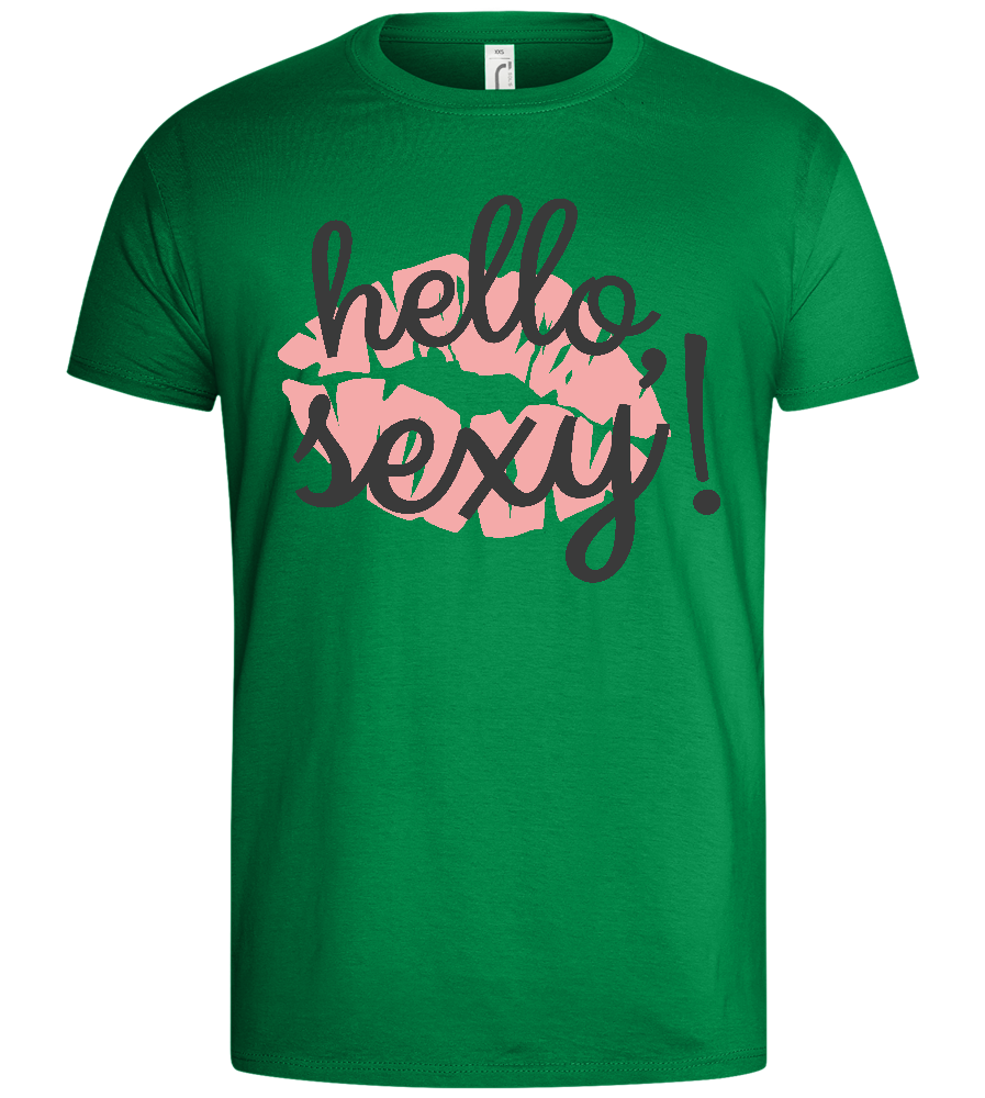 Hello Sexy Smooch Design - Basic men's t-shirt_MEADOW GREEN_front