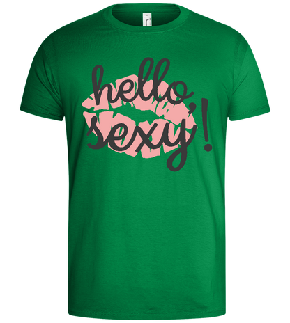 Hello Sexy Smooch Design - Basic men's t-shirt_MEADOW GREEN_front